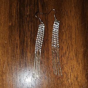 Elegant Rhinestone and Gold Tone Dangle Earrings